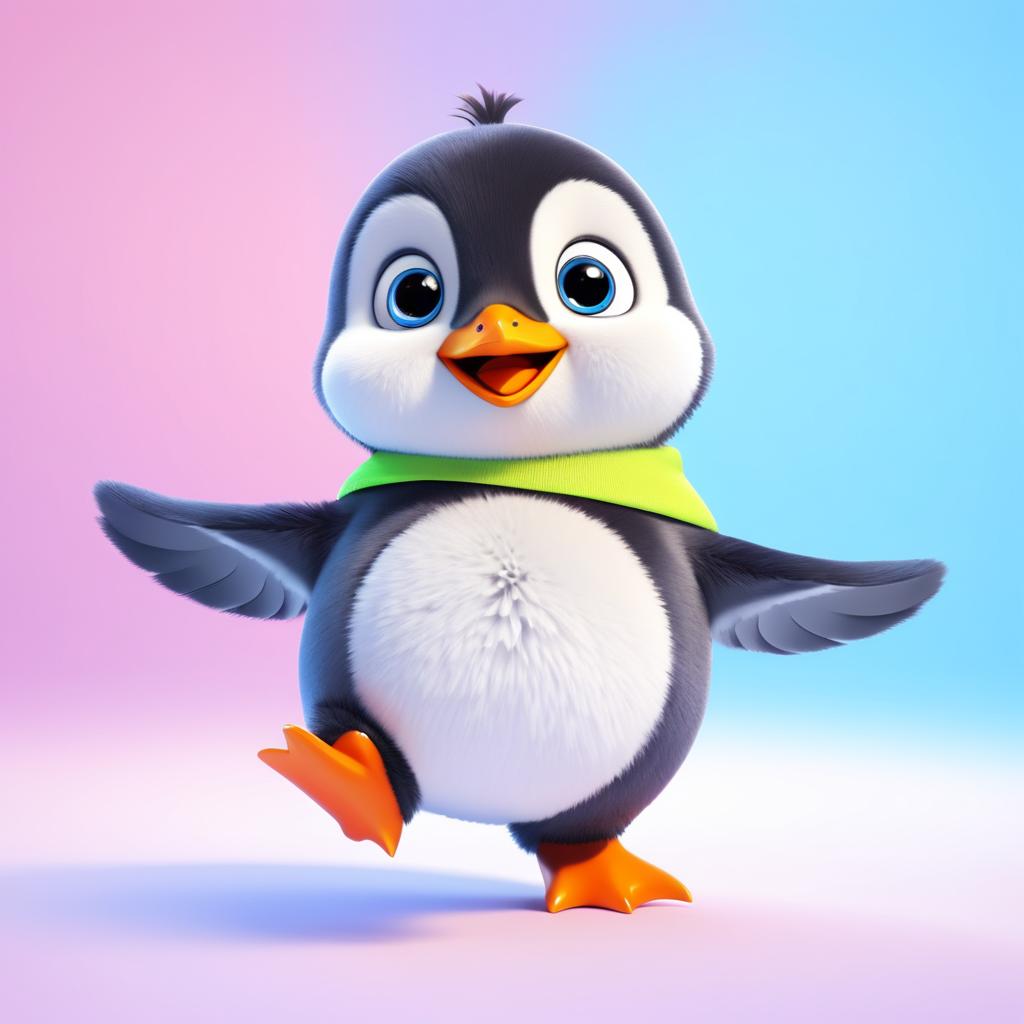 Adorable 3D Animated Penguin Character