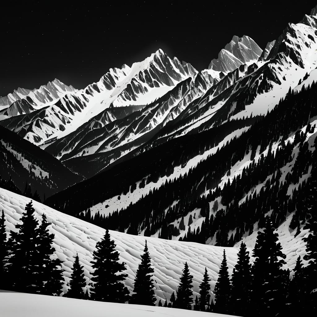 Majestic Black-and-White Mountain Landscape