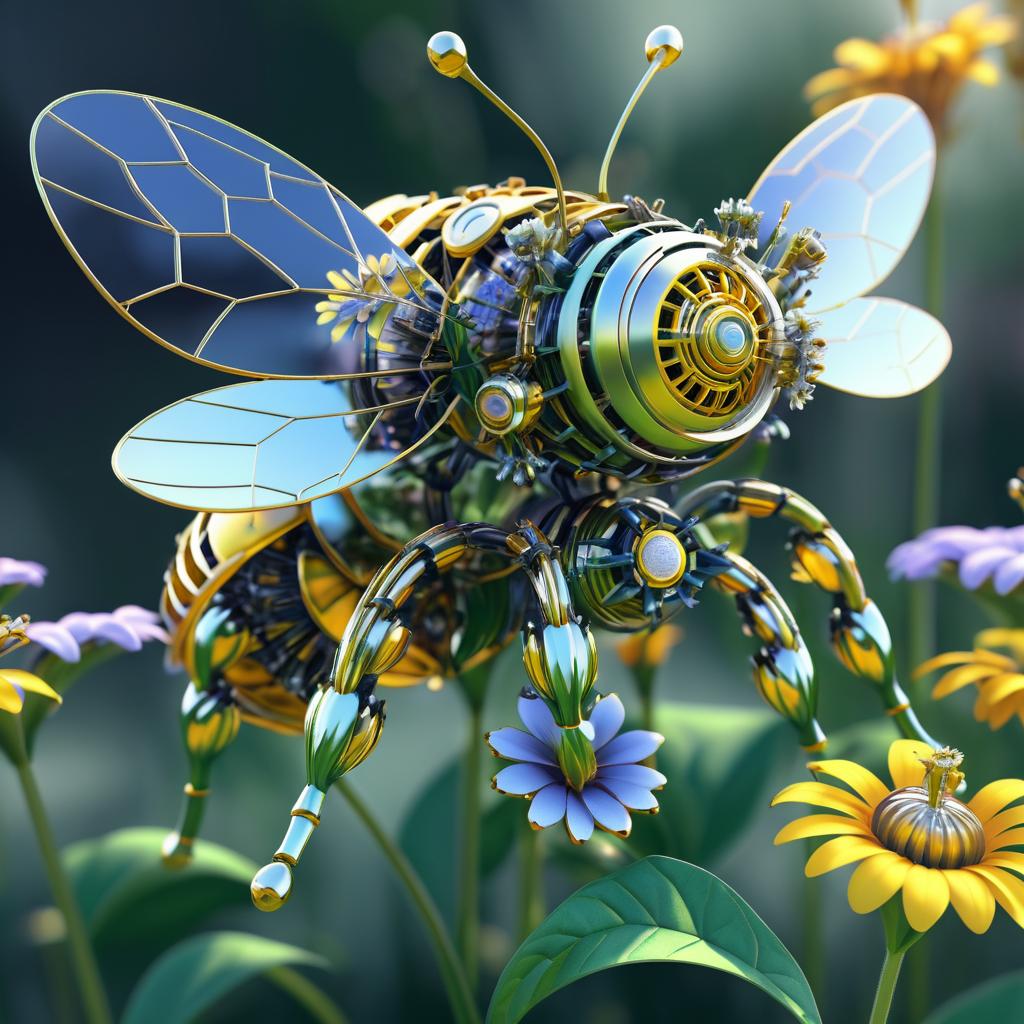 Mechanical Bee Pollination: AI Alignment Art