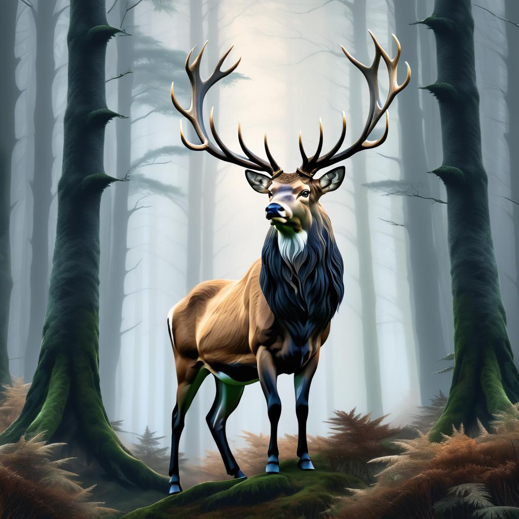 Majestic Stag in Misty Forest