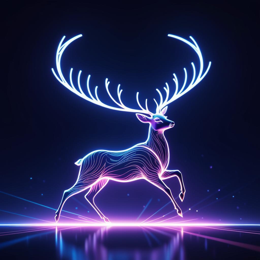 Graceful Deer Goddess in Minimalist Art