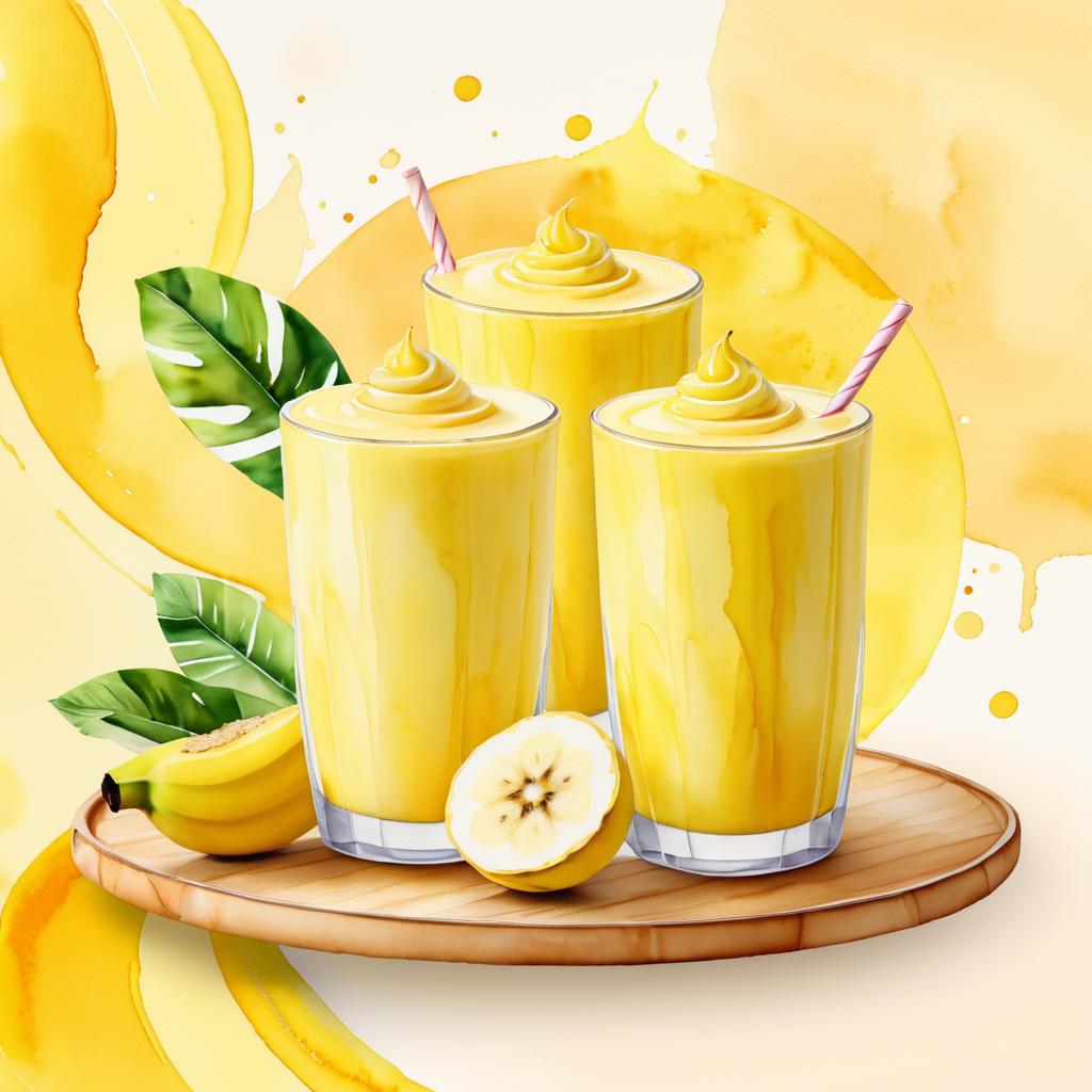 Whimsical Watercolor Banana Smoothie Art