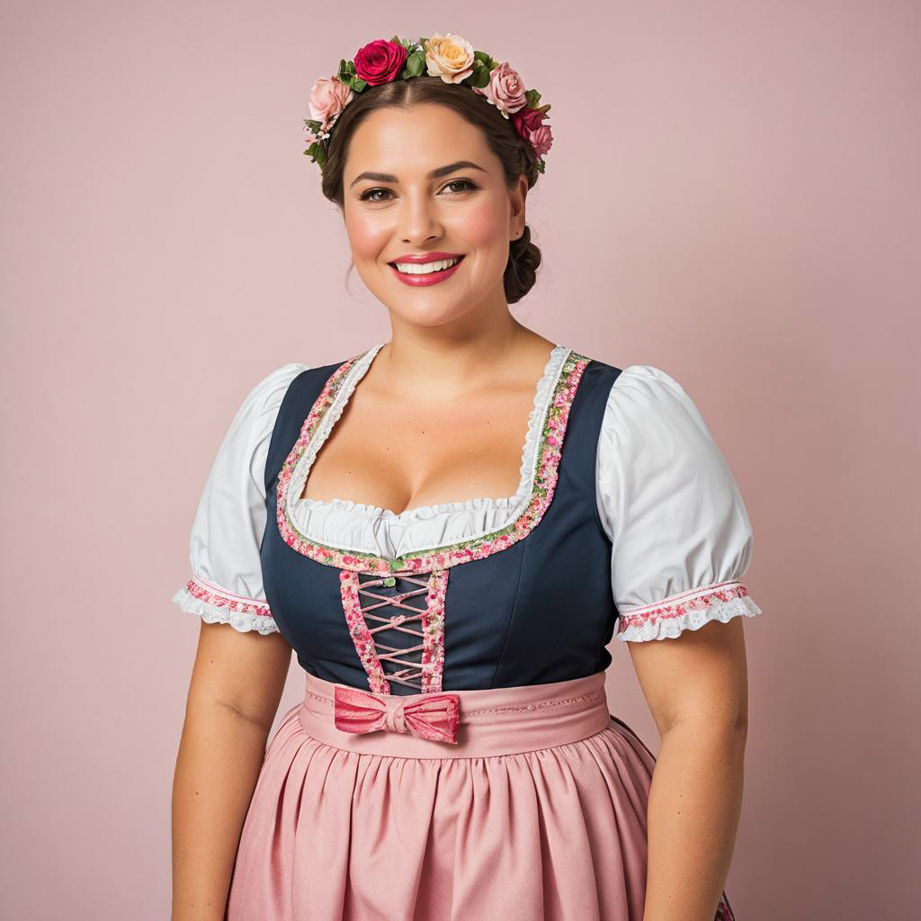 Bavarian Waitress in Traditional Dirndl