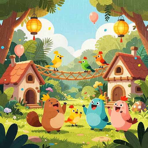 Joyful Jungle Celebration Scene