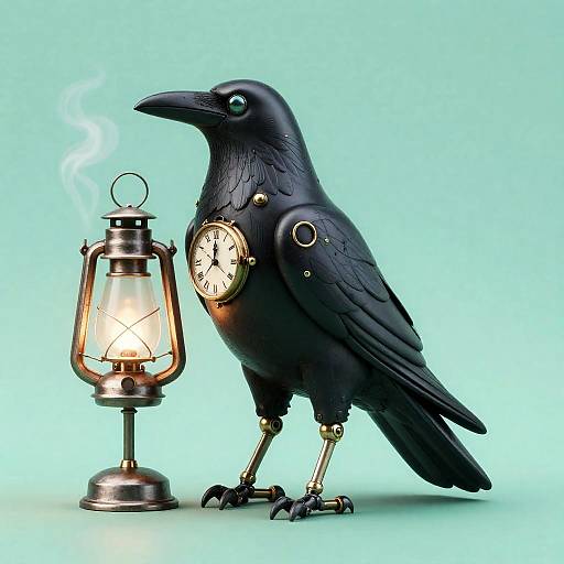 Steampunk Clockwork Raven Illustration
