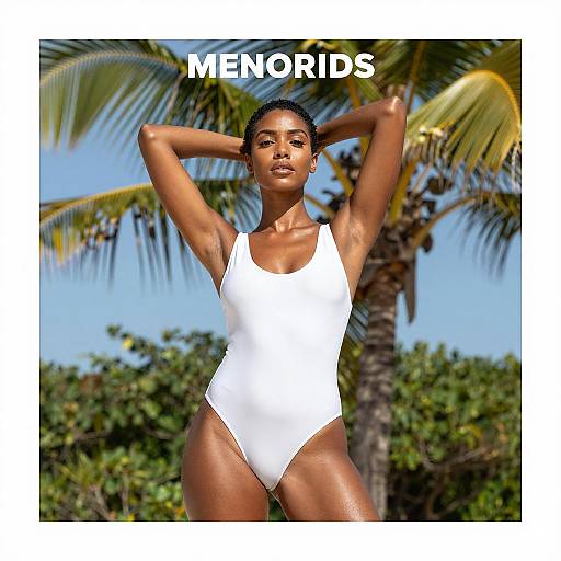 Striking Swimwear Photo Under Palm Tree