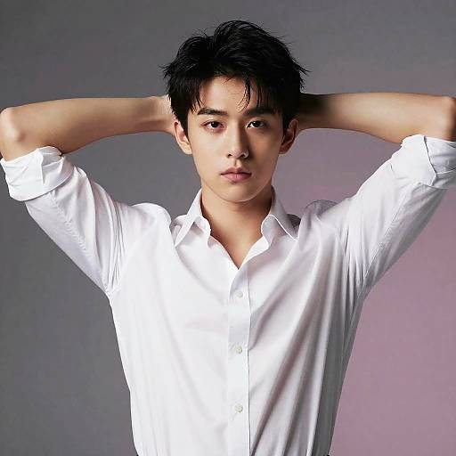 Young Asian Man in White Shirt