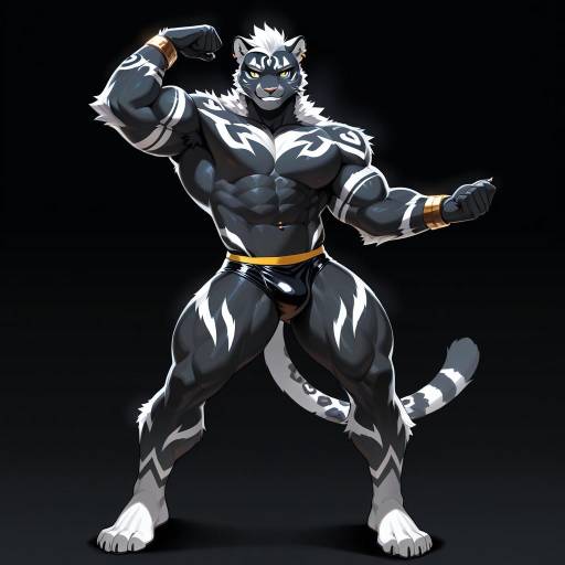 Striking Jaguar Furry Male Character Striking Jaguar Furry Male Character