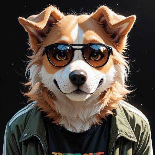 Realistic Portrait of a Stylish Dog Realistic Portrait of a Stylish Dog