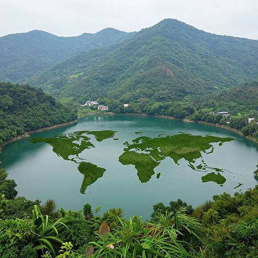Continent-Shaped Lake in Pristine Nature
