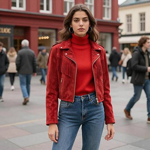 Stylish Woman in Vibrant City Scene