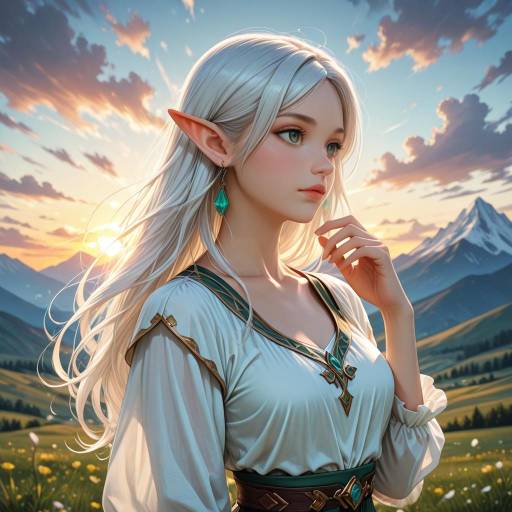Fantasy Elf Woman at Sunset