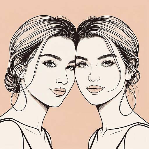 Minimalist Line Art of Two Faces