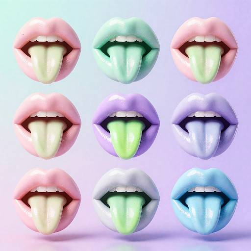 Pastel Pearlescent Lips with Green Tongues