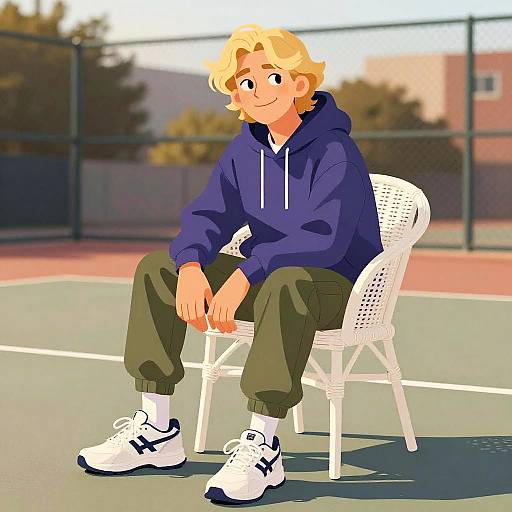 Mischievous Boy in Urban Basketball Court