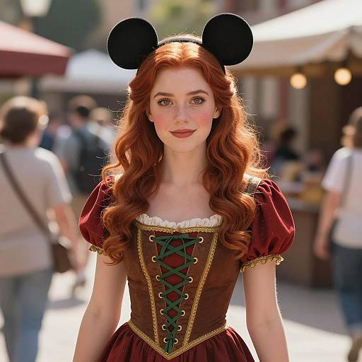 Woman in Disney-Inspired Medieval Costume with Mouse Ears