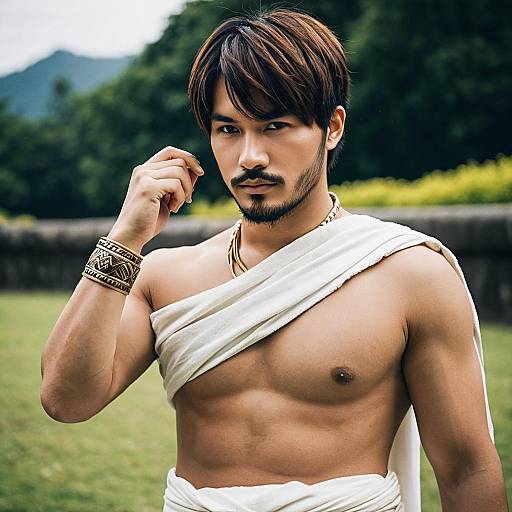 Realistic Male Toga Cosplay Outdoors