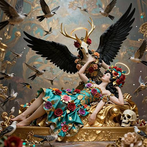 Baroque Icarus with Golden Elk Mask