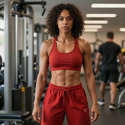 Muscular Black Woman in Gym