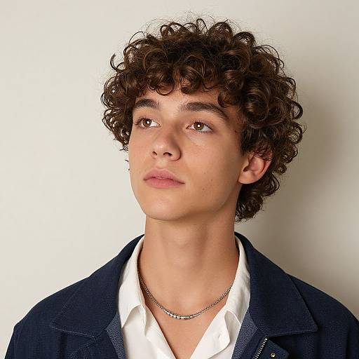 Realistic Portrait of Curly-Haired Male