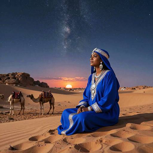 Tuareg Nomad Under Starry Desert Sky