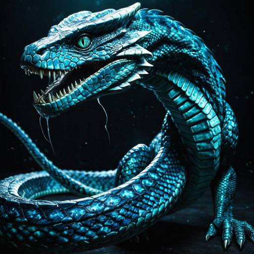 Glowing Sapphire Humanoid Serpent Creature Glowing Sapphire Humanoid Serpent Creature