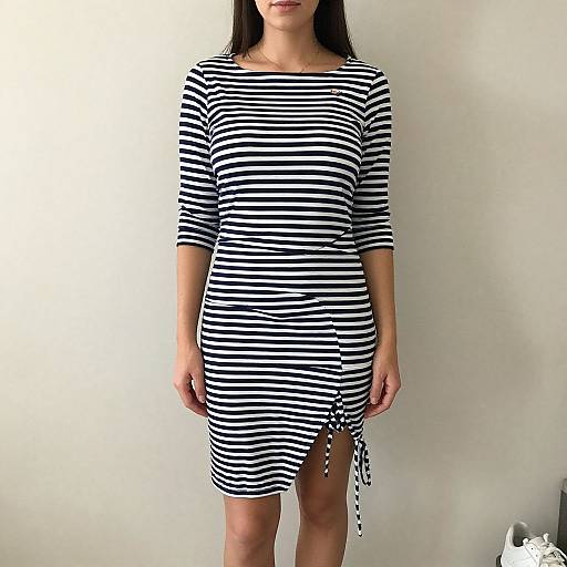 Casual Nautical Woman in Striped Dress