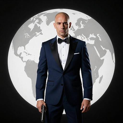 Confident Man in Tuxedo with Handgun