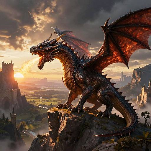 Epic Dragon on Mountain Cliff