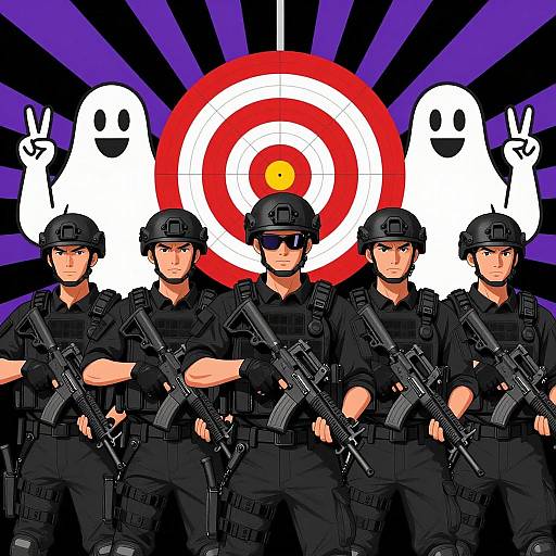 Tactical Team with Ghosts and Target Background