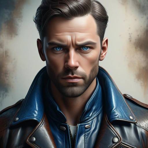 Stylish Man in Blue Leather Jacket