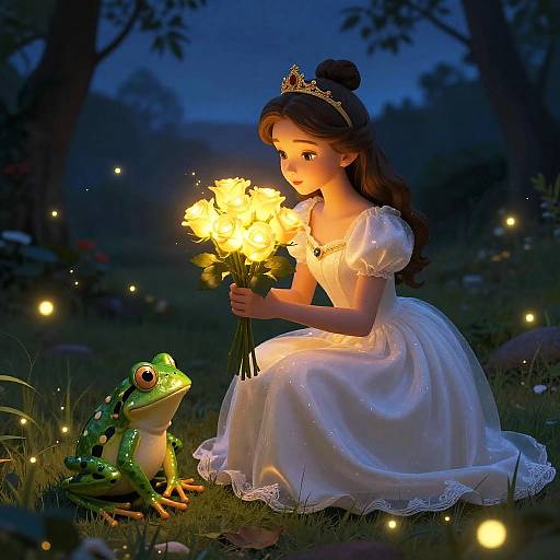 Elegant Princess with Glowing Roses