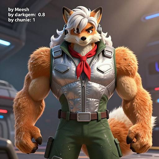 Anthro Fox Pilot in Spaceship Gear