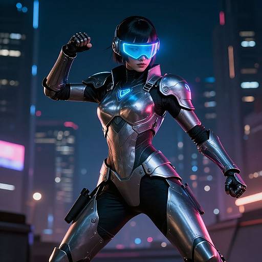 Cyberpunk Ariana in Neon Armor