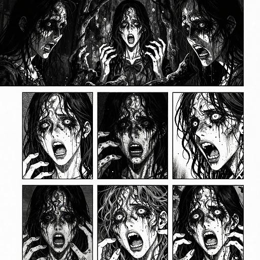 Nightmarish Manga Horror Panels