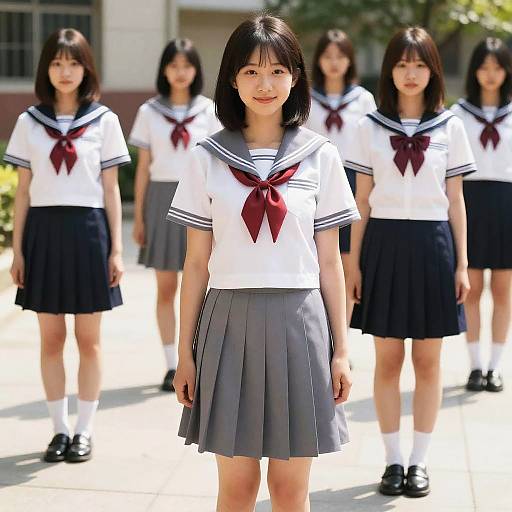 Taiwanese Students in Sunny Courtyard