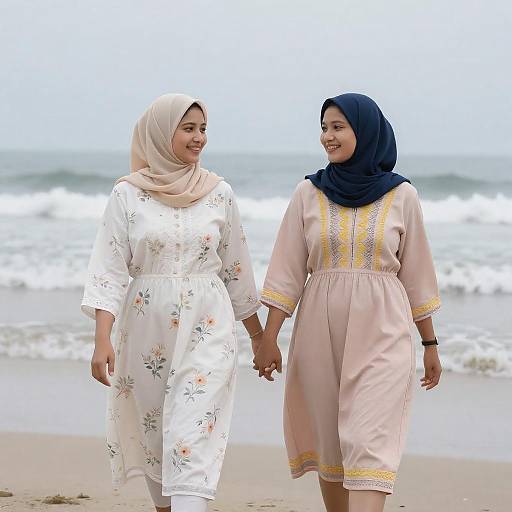 Joyful Stroll on the Beach