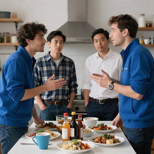 Lively Kitchen Discussion Among Friends