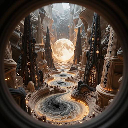 Nocturnal Shamanic Ink-Canyon Micro-Valley Dream