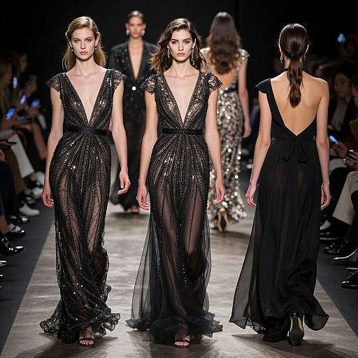 Glamorous Fashion Models on Catwalk