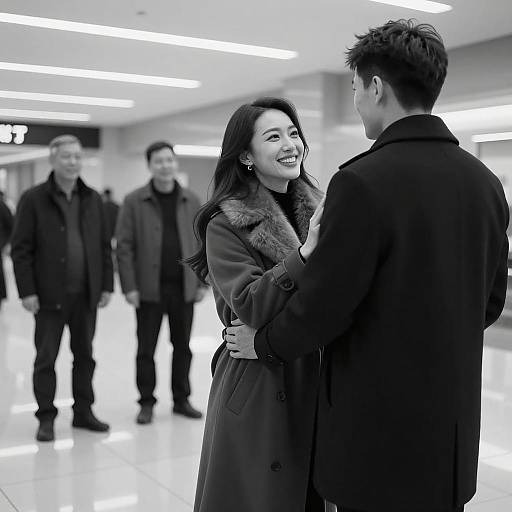 Couple Embracing in Modern Interior