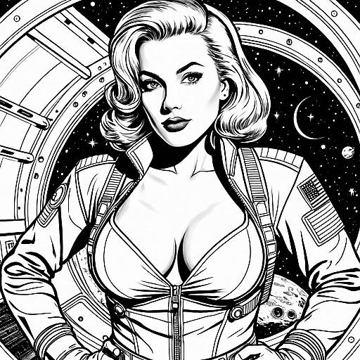 Retro Space Explorer Coloring Page