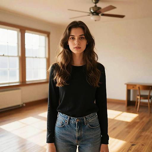 Young Woman in Sunlit Room