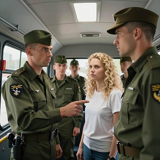 Intense Bus Interior Encounter