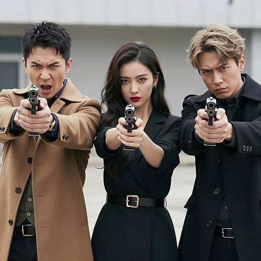 Intense Portrait of Armed Trio