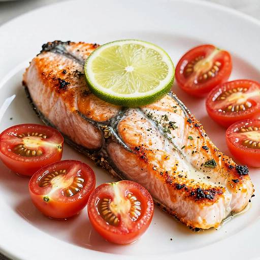 Grilled Salmon with Cherry Tomatoes