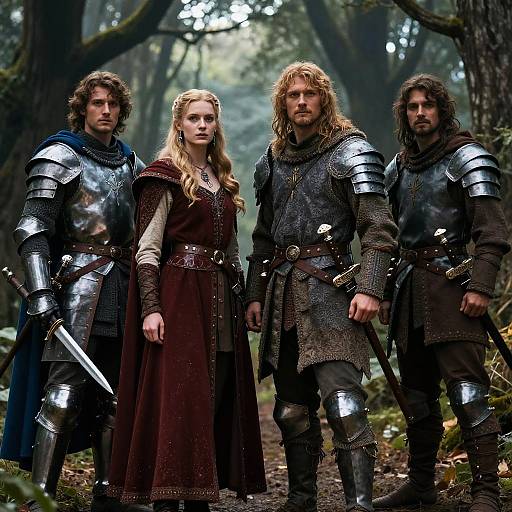 Fantasy Medieval Warriors in Enchanted Forest