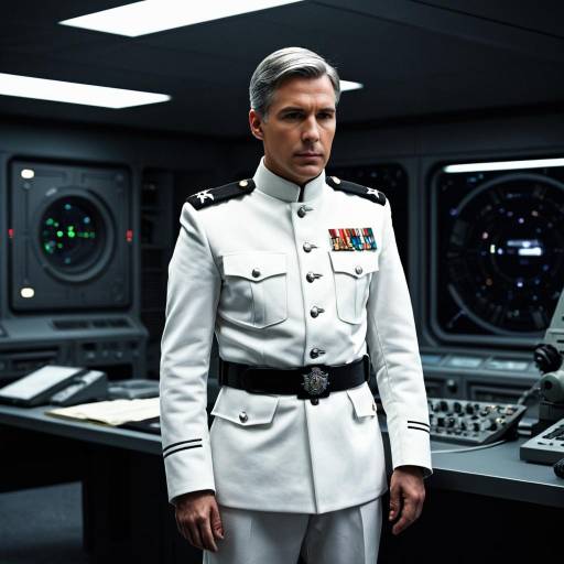 Man in White Military Uniform in Sci-Fi Command Room