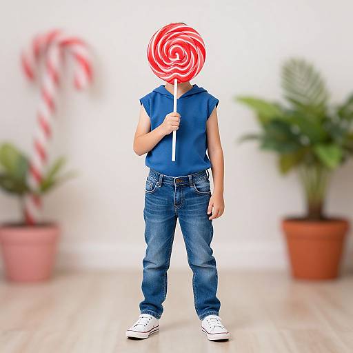 Boy in Lollipop Costume with Candy