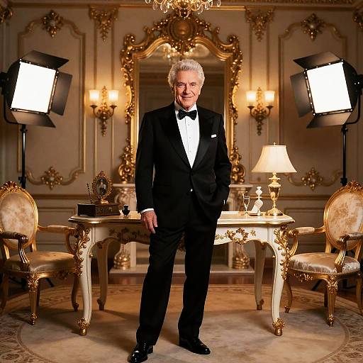 Elegant Older Man in Luxury Baroque Salon